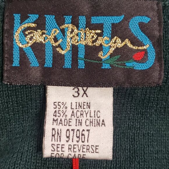 Knits Carol Patterson Womens Floral Embroidered Cardigan Size 3X Holiday Artsy - Picture 5 of 10